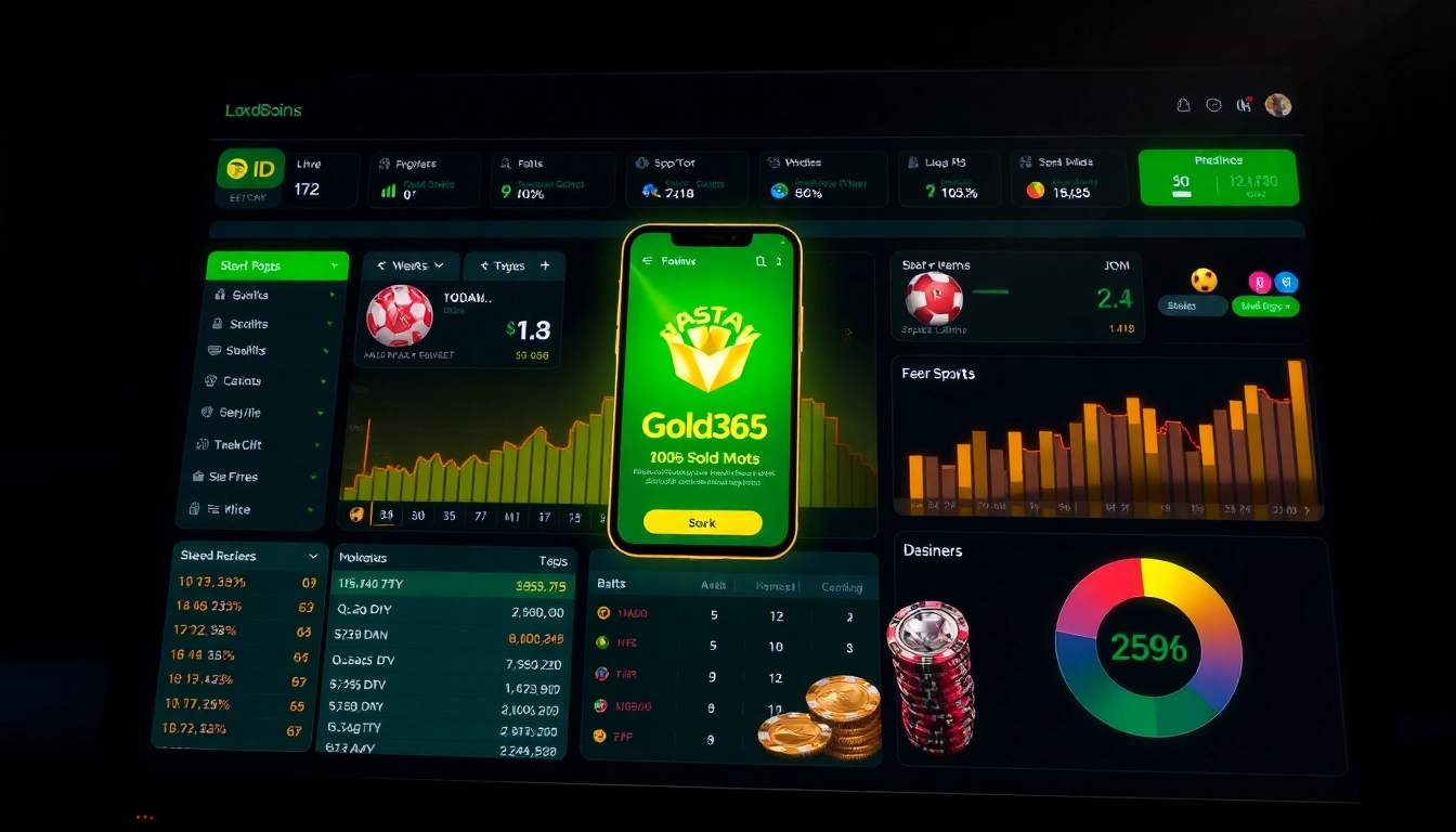 Gold365 ID interface showing secure login, real-time sports updates, and casino features for seamless online betting.
