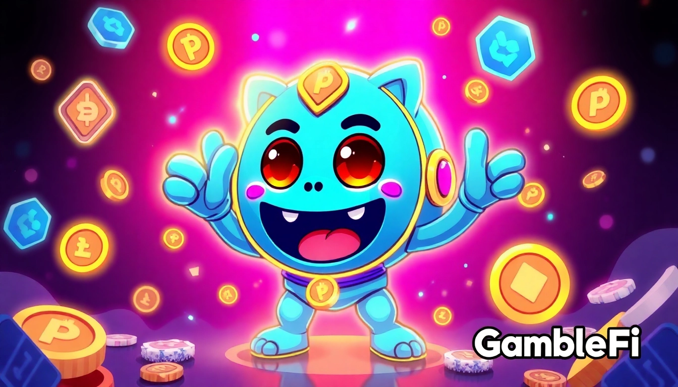 Pepe Meme Coin features a playful mascot engaging in GambleFi gaming on a multi-chain platform